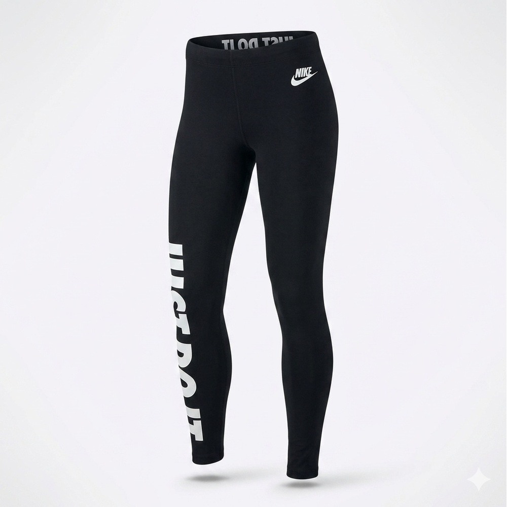Nike Women's Black w White‎ "Just Do It" Logo Leggings. Size XS